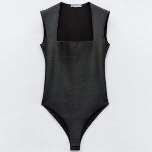 ZARA Stretch Knit Square Neck Bodysuit